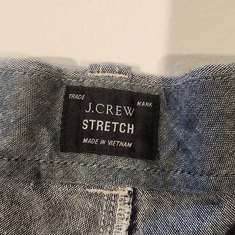 J Crew Mens Gray 10.5 Inch Chambray Stretch Shorts Size 38 Beach Nautical Preppy